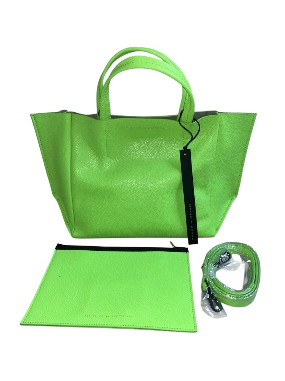 NEW NWT Ampersand as Apostrophe half tote genuine leather Lime Green